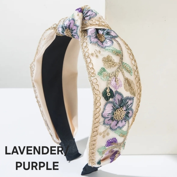 Colorful Floral Embroidered Headbands - Picture 7 of 15
